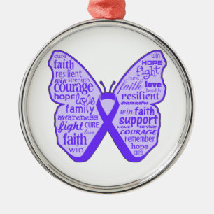 Lupus Awareness Butterfly Ribbon Metal Ornament