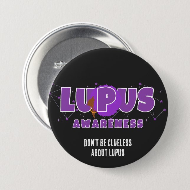 LUPUS AWARENESS Don't Be Clueless About Lupus Button (Front & Back)