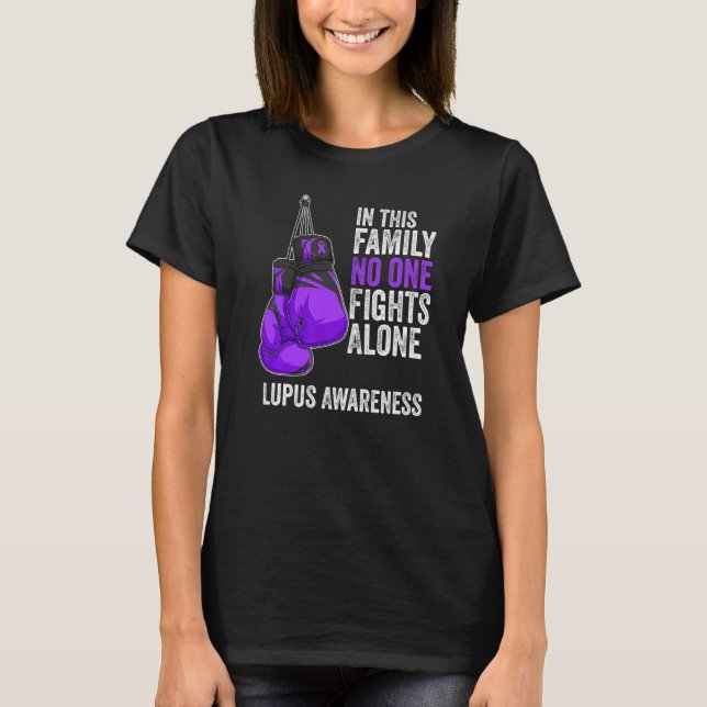 Lupus Awareness Month Gloves Purple Ribbon T-Shirt (Front)
