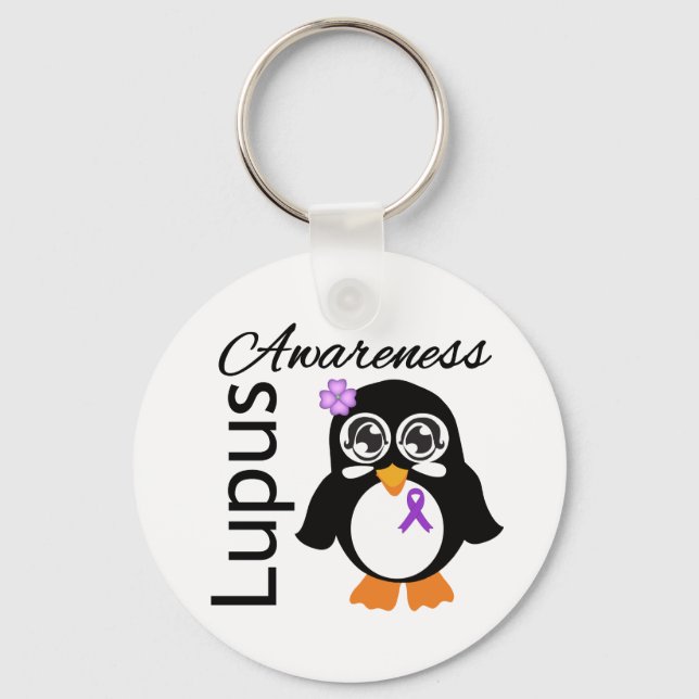 Lupus Awareness Penguin Keychain (Front)
