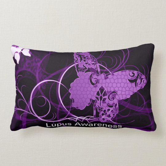 Lupus Awareness Purple Butterfly Lumbar Pillow