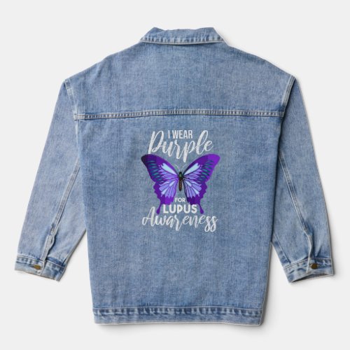 Lupus Awareness Purple Butterfly Motivational  Denim Jacket