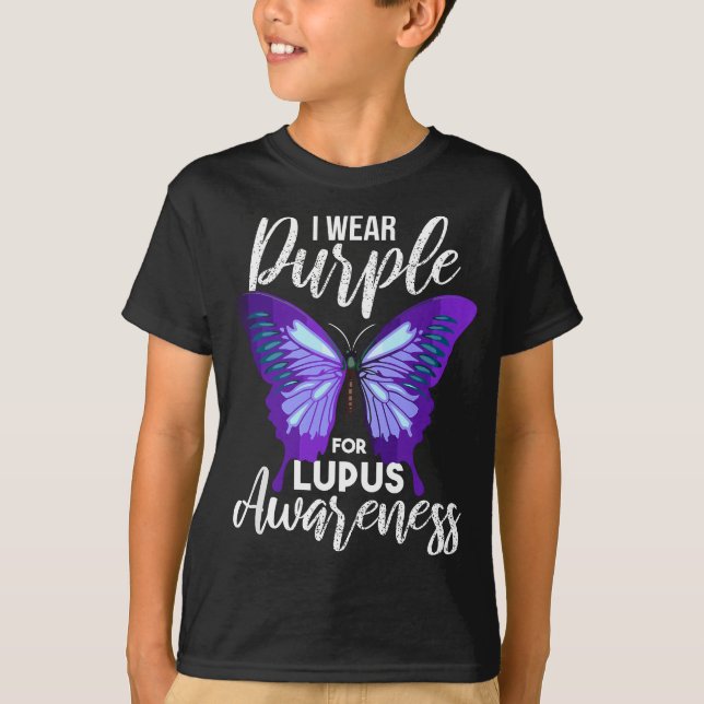 Lupus Awareness Purple Butterfly Motivational T-Shirt (Front)