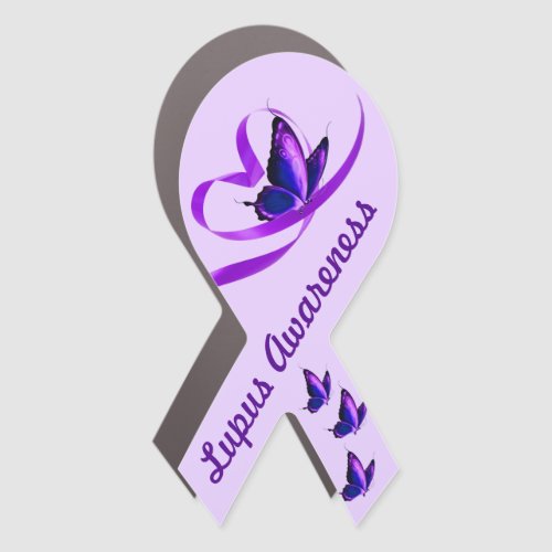 Lupus Awareness Purple Butterfly Ribbon Car Magnet