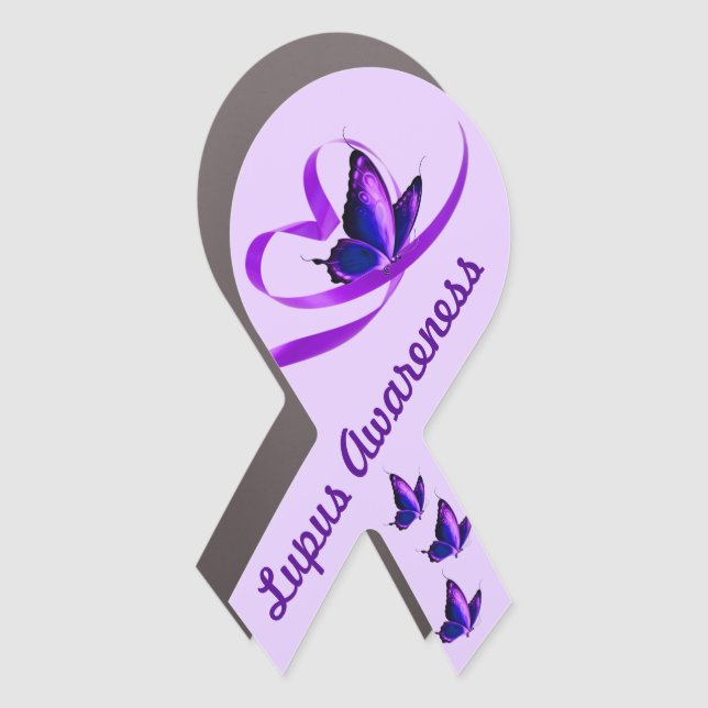 Lupus Awareness Purple Butterfly Ribbon Car Magnet (Front)