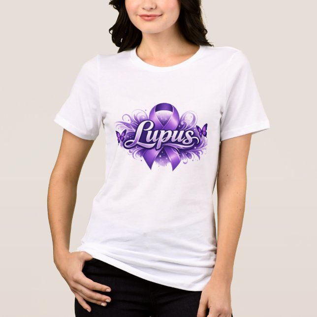 Lupus Awareness Purple Butterfly Warrior Support  Tri-Blend Shirt (Front)