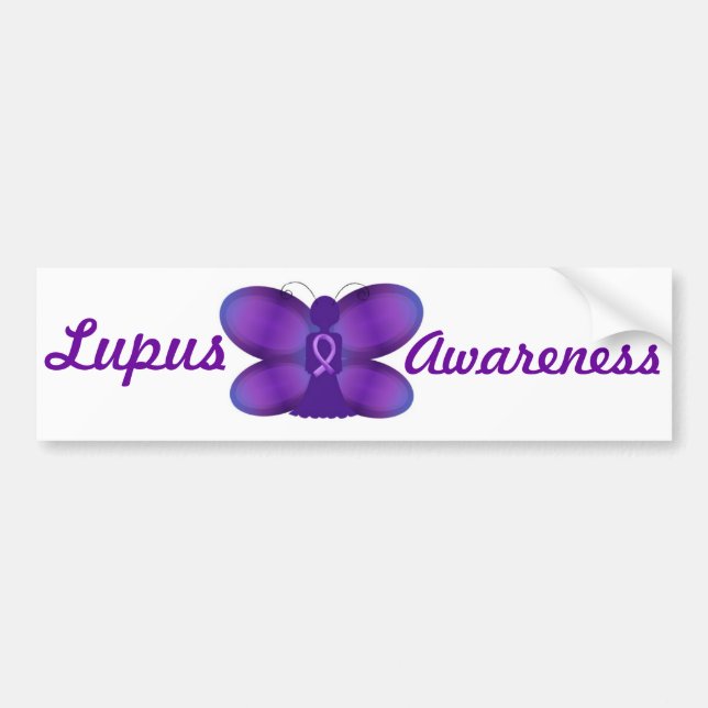 Lupus Awareness purple fairy butterfly Bumper Sticker (Front)