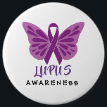 Lupus Awareness Purple Ribbon Butterfly Button<br><div class="desc">Lupus Awareness Purple Ribbon Butterfly button.
Show your awareness and support to patients of Lupus syndrome among family or friends.</div>