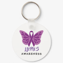 Lupus Awareness Purple Ribbon Butterfly Keychain