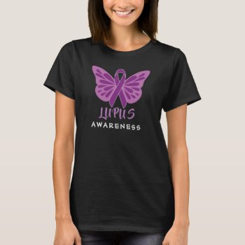 Lupus Awareness Purple Ribbon Butterfly T-shirt by nadil2 at Zazzle