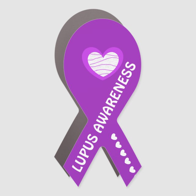 Lupus Awareness Purple Ribbon Car Magnet (Front)