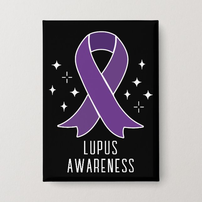 Lupus Awareness Purple Ribbon Personalized Text Button (Front)