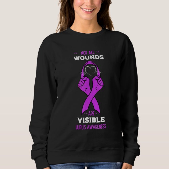 Lupus Awareness Purple Ribbon Sle Butterfly Cure I Sweatshirt (Front)