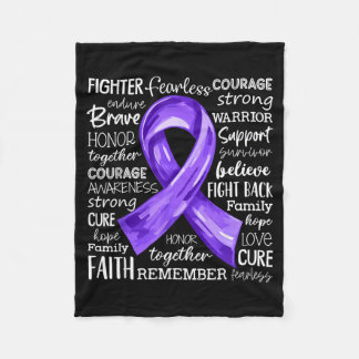Lupus Awareness Purple Ribbon Warrior Words Fight Fleece Blanket