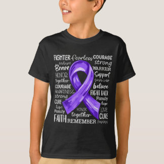 Lupus Awareness Purple Ribbon Warrior Words Fight T-Shirt