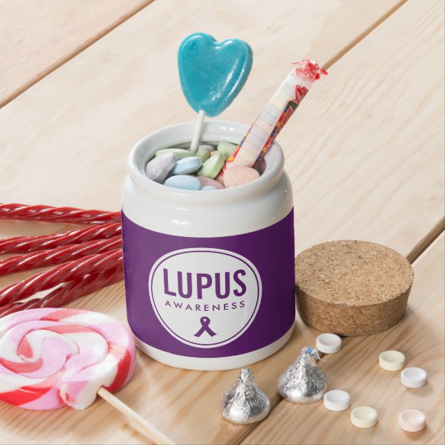 Lupus Awareness Ribbon Purple Candy Jar (In Situ)