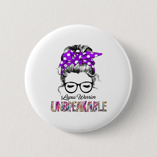 Lupus Awareness Ribbon Support Gifts Button (Front)