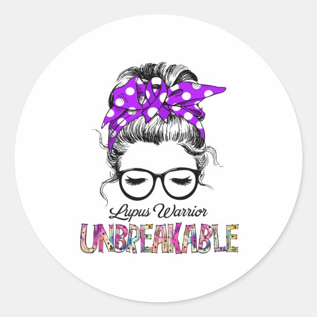 Lupus Awareness Ribbon Support Gifts Classic Round Sticker (Front)