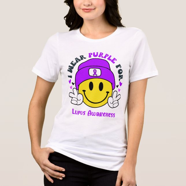 Lupus Awareness Ribbon Support Gifts Tri-Blend Shirt (Front)