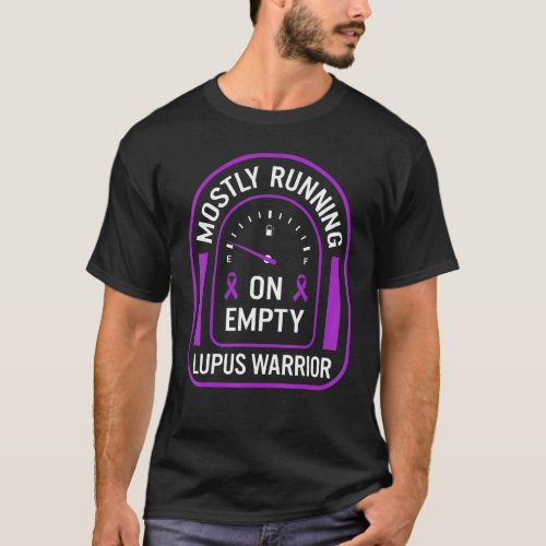 Lupus Awareness Running Empty Purple Ribbon Warrio T_Shirt