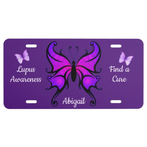 Lupus Awareness Support Purple Add Name Butterfly License Plate