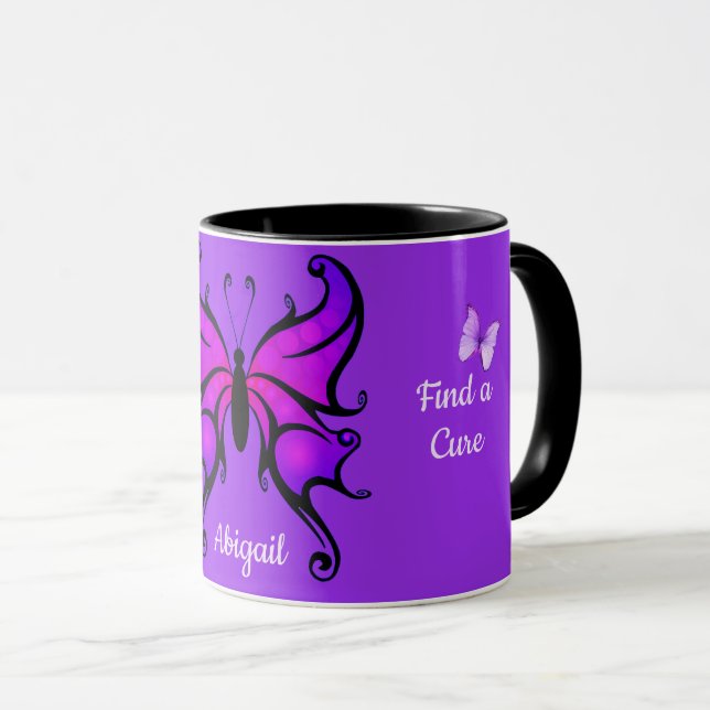 Lupus Awareness Support Purple Add Name Butterfly Mug (Front Right)
