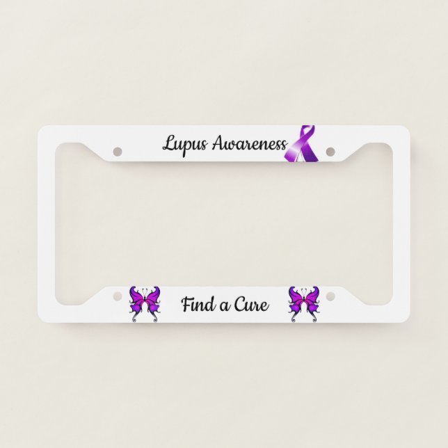 Lupus Awareness Support Purple Butterfly Gift License Plate Frame (Front)