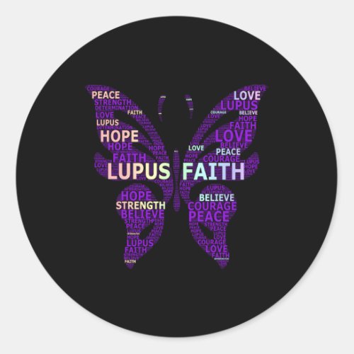 Lupus Awareness Support Strong Diva Survivor Purpl Classic Round Sticker