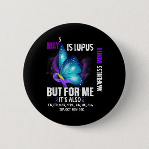 Lupus Awareness Warrior Purple Ribbon Butterfly Mo Button