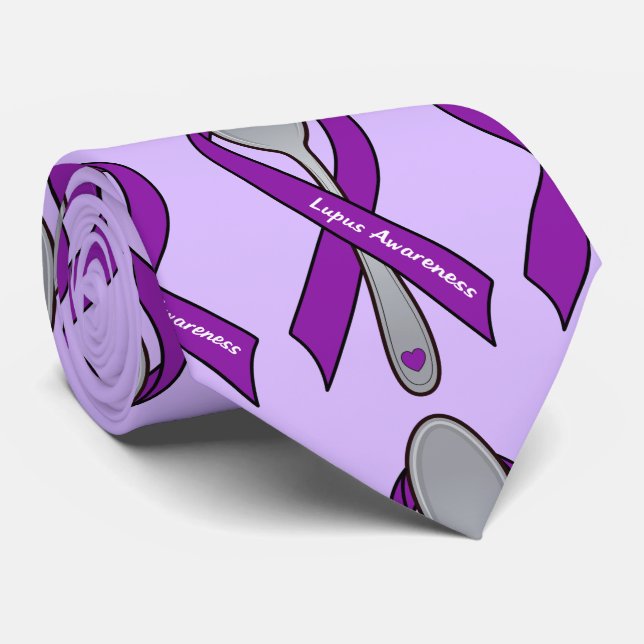 Lupus Awareness with Spoons for Energy Neck Tie (Rolled)