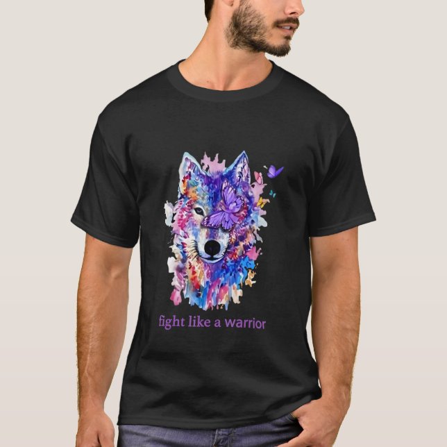 Lupus Awareness Wolf Fight Like A Warrior T-Shirt (Front)