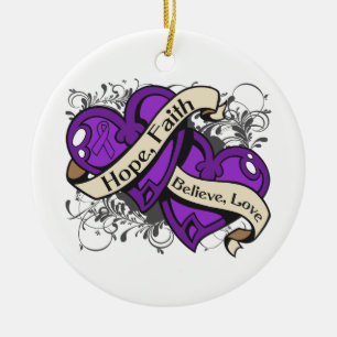 Lupus Hope Faith Dual Hearts Ceramic Ornament