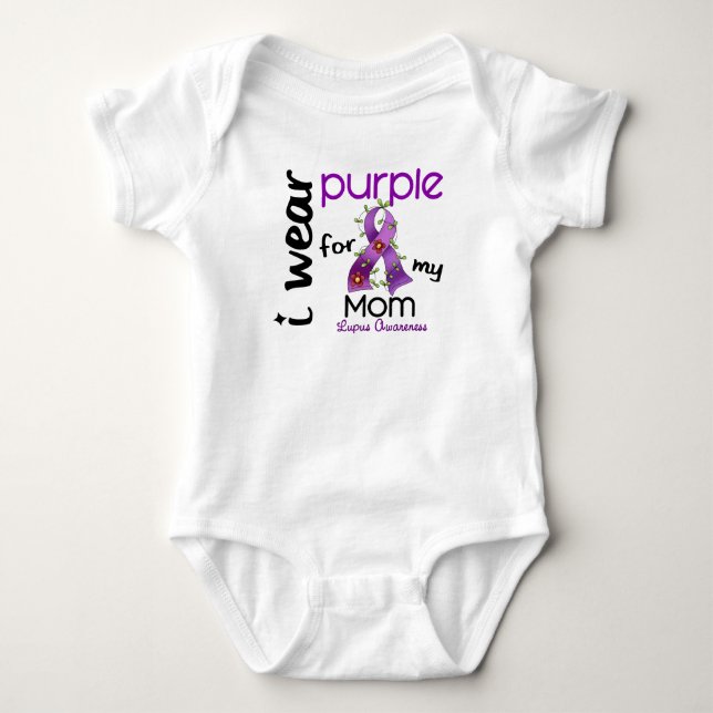 Lupus I WEAR PURPLE FOR MY MOM 43 Baby Bodysuit (Front)
