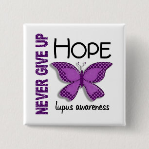 Lupus Never Give Up Hope Butterfly 4.1 Pinback Button