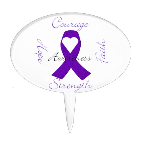 Lupus Pancreatic Thyroid purple ribbon awareness Cake Topper