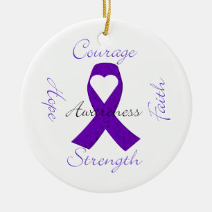 Lupus Pancreatic Thyroid purple ribbon awareness Ceramic Ornament