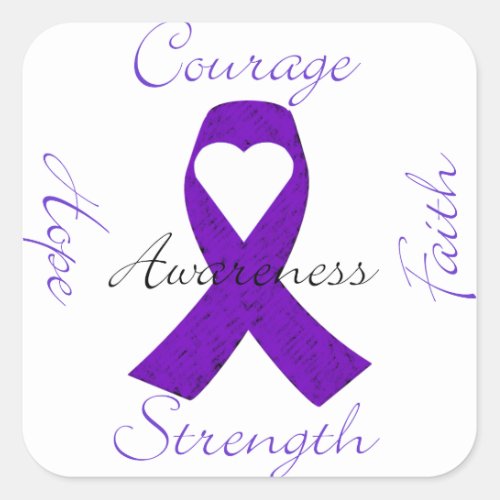 Lupus Pancreatic Thyroid purple ribbon awareness Square Sticker