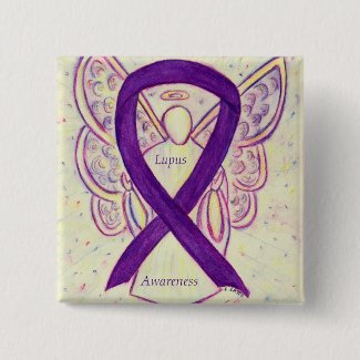 Lupus Purple Awareness Ribbon Angel Custom Art Pin