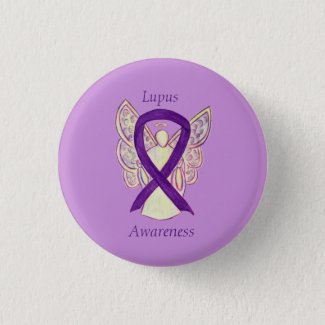 Lupus Purple Awareness Ribbon Angel Custom Art Pin
