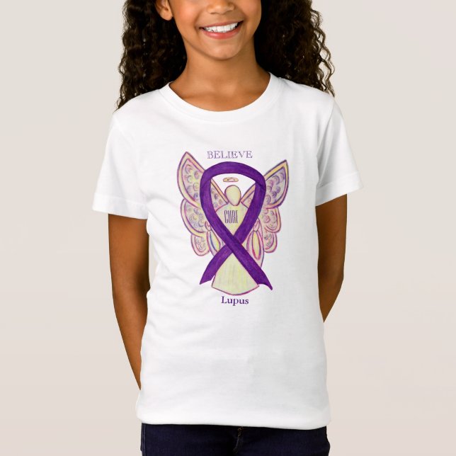 Lupus Purple Awareness Ribbon Angel Custom Shirt (Front)
