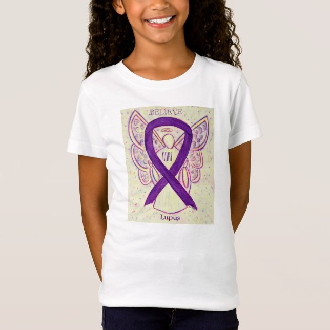 Lupus Purple Awareness Ribbon Angel Custom Shirt (Front)