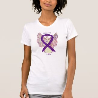 Lupus Purple Awareness Ribbon Angel Custom Shirt