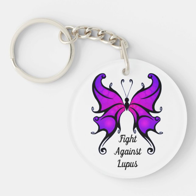 Lupus Purple Butterfly YOUR IMAGE Photo Keychain (Front)