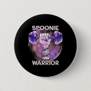 Lupus Spoonie Warrior Barbell Purple Fist Strong G Button