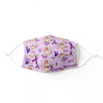 Lupus Support Purple Ribbon Floral Butterfly DIY Adult Cloth Face Mask