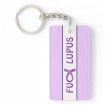 Lupus Support Purple Ribbon Keychain