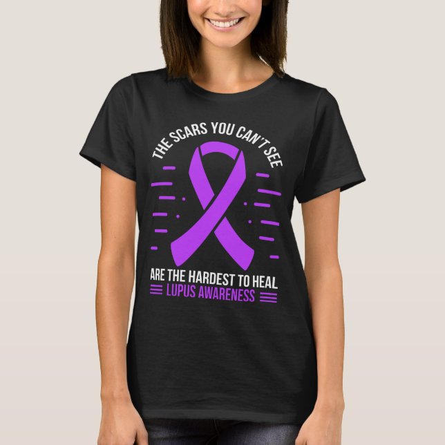 Lupus Survivor Lupus Warrior Purple Lupus  Ribbon T-Shirt (Front)