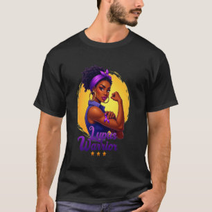 Lupus Warrior Afro Black Woman Wear Purple Ribbon T-Shirt