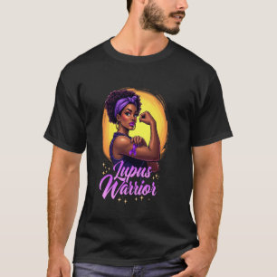 Lupus Warrior Afro Black Woman Wear Purple Ribbon  T-Shirt