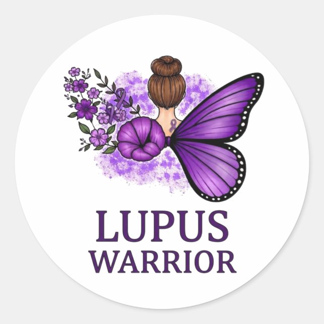 Lupus Warrior Butterfly Sticker | Purple Awareness (Front)